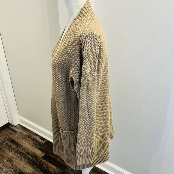 Gap Long Sleeve Open Front Cardigan Sweater Women’s Small Taupe Pockets (A0130) - Picture 3 of 7